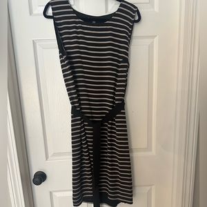 DKNY black and dark tan stripes dress